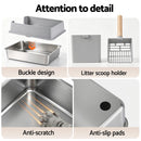 i.Pet XXL Cat Litter Box Stainless Steel Jumbo Semi-Enclosed Pet Kitty Toilet Grey