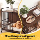 i.Pet 2-in-1 Wooden Dog Crate 99cm Pet Cage Furniture End Table Wheels Black