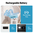 DEVANTI 16" 5-in-1 Rechargeable Fan for Pedestal Table Floor Wall Ceiling