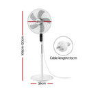 DEVANTI 16" Pedestal Fan with Remote 3 Speeds 8H Timer, White