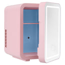Glacio Mini Fridge Skincare Beauty Cooler Warmer LED Mirror 12V 220V Pink 4L