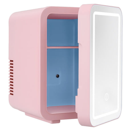 Glacio Mini Fridge Skincare Beauty Cooler Warmer LED Mirror 12V 220V Pink 4L