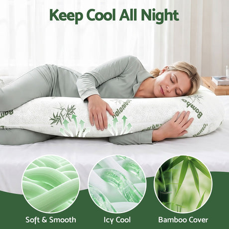Giselle Bedding Pregnancy Pillow for Side Sleepers C-Shaped Body Pillow with Bamboo Fiber Cover, Maternity Pillow for Full Body Support, Belly and Waist Comfort