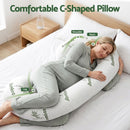 Giselle Bedding Pregnancy Pillow for Side Sleepers C-Shaped Body Pillow with Bamboo Fiber Cover, Maternity Pillow for Full Body Support, Belly and Waist Comfort
