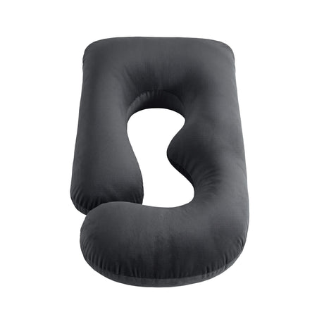 Giselle Bedding Pregnancy Pillow G-Shaped Full Body Pillow for Back and Belly Support Maternity Pillow with Removable Cover, Dark Grey 135x70 cm