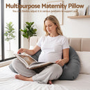 Giselle Bedding Pregnancy Pillow for Side Sleeping L-Shaped Maternity Body Pillow for Women 100% Cotton Jersey Cover for Head Neck Belly Support, 63x115 cm Grey