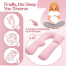 Giselle Bedding Pregnancy Pillow U Shaped Full Body Pillow with 100% Cotton Jersey Cover Maternity Pillow for Sleeping Reading, Pink, 73x133cm