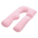 Giselle Bedding Pregnancy Pillow U Shaped Full Body Pillow with 100% Cotton Jersey Cover Maternity Pillow for Sleeping Reading, Pink, 73x133cm