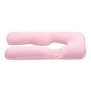 Giselle Bedding Pregnancy Pillow U Shaped Full Body Pillow with 100% Cotton Jersey Cover Maternity Pillow for Sleeping Reading, Pink, 73x133cm