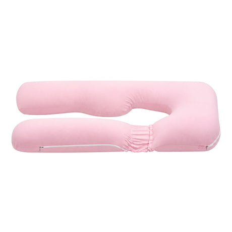 Giselle Bedding Pregnancy Pillow U Shaped Full Body Pillow with 100% Cotton Jersey Cover Maternity Pillow for Sleeping Reading, Pink, 73x133cm