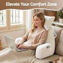 Giselle Bedding Reading Pillow with Detachable Neck Roll & Armrests Sit Up Pillow for Bed Back Support Pillow for Watching TV & Gaming Beige