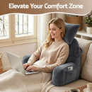 Giselle Bedding Reading Pillow with Detachable Neck Roll & Armrests Sit Up Pillow for Bed Back Support Pillow for Watching TV & Gaming Gray