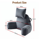 Giselle Bedding Reading Pillow with Detachable Neck Roll & Armrests Sit Up Pillow for Bed Back Support Pillow for Watching TV & Gaming Gray