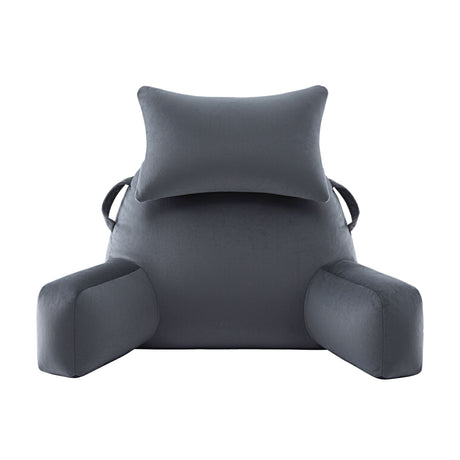 Giselle Bedding Reading Pillow with Detachable Neck Roll & Armrests Sit Up Pillow for Bed Back Support Pillow for Watching TV & Gaming Gray