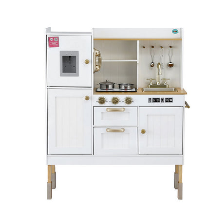 Keezi Kids Kitchen Play Set Wooden Pretend Toys Cooking Children Storage Golden