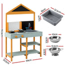 Keezi Kids Mud Kitchen Play Kitchen Toy Kitchen Set with Blackboard 110cm