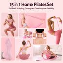 Everfit Pilates Ring Set for Women, 15pcs Home Workout Pilates Equipment with Ring, Ball, Yoga Socks, D-Ring etc. Pilates Starter Kit for Strength, Toning and Flexibility Pink