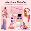 Everfit Pilates Ring Set for Women, 15pcs Home Workout Pilates Equipment with Ring, Ball, Yoga Socks, D-Ring etc. Pilates Starter Kit for Strength, Toning and Flexibility Purple