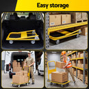 Giantz Platform Trolley Hand Truck Folding Platform Cart 150kg Load Yellow