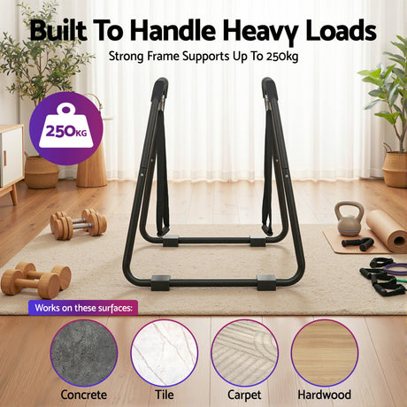 Everfit Dip Station Parallel Bars Heavy Duty Home Gym Stand Calisthenics Black