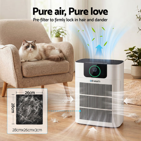 Devanti Pet Air Purifier H12 HEPA Filter Cleaner Replacement Filter White