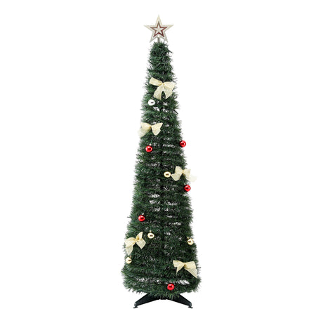 Jingle Jollys Pop Up Christmas Tree Pre Decorated Multicolour LED 155cm