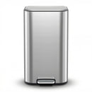 Cefito Kitchen Trash Can 40L Pedal Bins Rubbish Bin Steel with Soft Close Lid, Removable Inner Bucket, Rectangular Garbage Can Recycling Bin, Silver