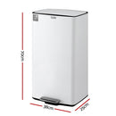 Cefito Pedal Bins Rubbish Bin Waste Recycle Dustbins Kitchen Trash Can 40L White