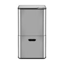 Cefito 63L Rubbish Bin 3 Compartment Stainless Steel Split Door Trash Can Silver