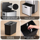 Cefito 63L Rubbish Bin 3 Compartment Stainless Steel Split Door Trash Can Silver