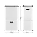 Cefito 63L Rubbish Bin 3 Compartment Carbon Steel Split Door Trash Can White