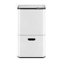 Cefito 63L Rubbish Bin 3 Compartment Carbon Steel Split Door Trash Can White