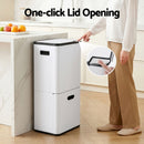 Cefito 63L Rubbish Bin 3 Compartment Carbon Steel Split Door Trash Can White