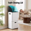 Cefito 63L Rubbish Bin 3 Compartment Carbon Steel Split Door Trash Can White