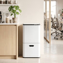 Cefito 63L Rubbish Bin 3 Compartment Carbon Steel Split Door Trash Can White