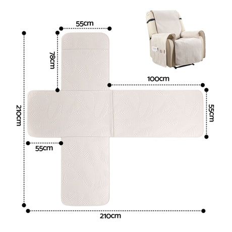 Artiss Quilted Recliner Chair Covers 100% Waterproof Recliner Slipcovers