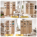 Artiss Room Divider 4 Panel Folding Privacy Screen Partition Rotatable Photo Frame Picture Collage Display Solid Wood Natural