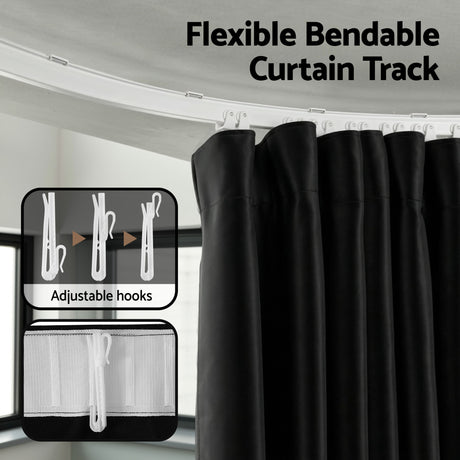 Artiss Room Divider Curtain Ceiling Mounted Track Sets Flexible Black