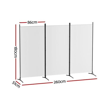Artiss 3 Panel Room Divider Set of 2 Folding Privacy Screen Fabric Room Separator Partition White