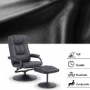 Artiss Recliner with Ottoman 360-Degree Swivel Recliner Chair and Ottoman Set PU Leather Black