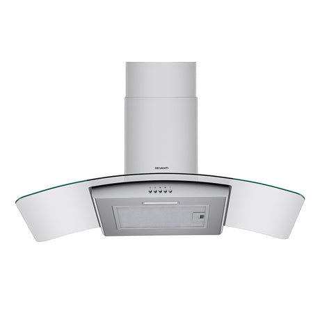 Devanti 90cm Range Hood Curved Glass Canopy Rangehood Kitchen Exhaust Fan