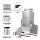 Devanti 900mm Range Hood 3-Speed Fan LED Display Remote Control