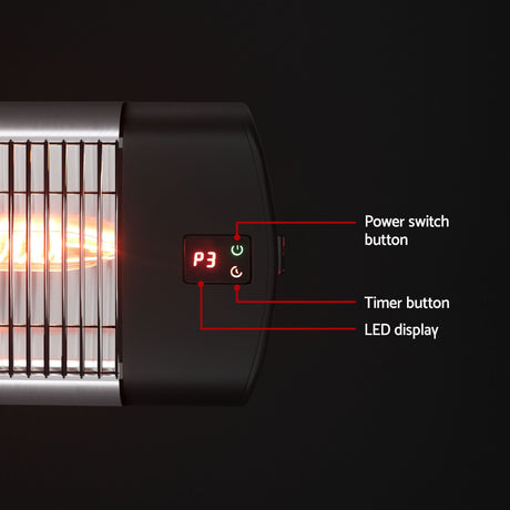 Devanti 2PCS Electric Radiant Strip Heater Outdoor Indoor Patio Infrared Heaters 3000W