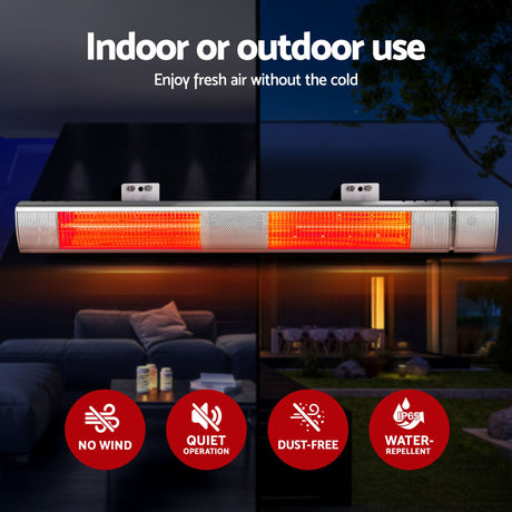 Devanti 2PCS Electric Strip Heater Radiant Infrared Heaters Remote Control 3000W