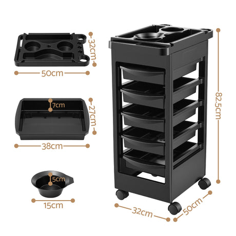 Embellir 6-Tier Salon Trolley Cart on Wheels Barber Mobile Hairdressing Cart