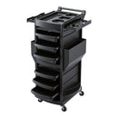 Embellir Salon Trolley 2 Lockable Doors 6 Tier Trays Mobile Hair Cart Black
