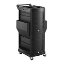 Embellir Salon Trolley 2 Lockable Doors 6 Tier Trays Mobile Hair Cart Black