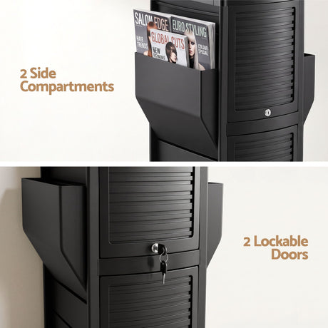 Embellir Salon Trolley 2 Lockable Doors 6 Tier Trays Mobile Hair Cart Black