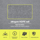 Instahut Sun Shade Sail Shadecloth Canopy Rectangle 280gsm 4x7m