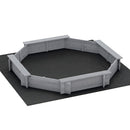 Keezi Kids Sandpit Wooden Round Sand Pit with Cover Bench Seat Beach Toys 182cm Grey